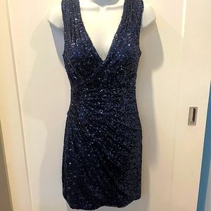 La Femme blue sequin Vneck mini dress size 4